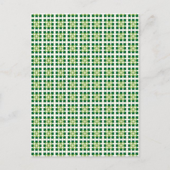 Modern geometric green Forest squares pattern Postcard (Front)