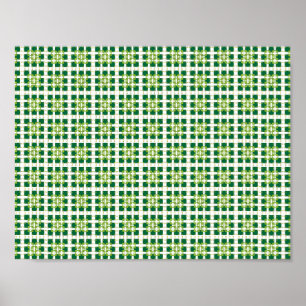 Modern geometric green Forest squares pattern Poster