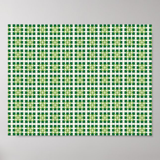 Modern geometric green Forest squares pattern Poster (Front)