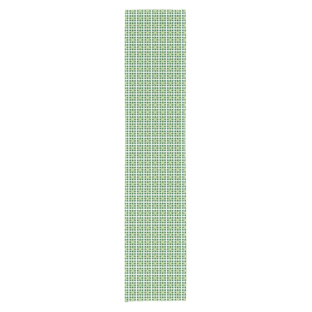 Modern geometric green Forest squares pattern Short Table Runner (Front)