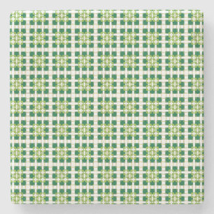 Modern geometric green Forest squares pattern Stone Coaster