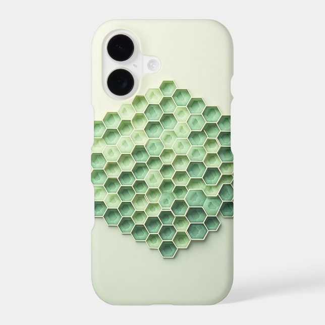 Modern Geometric Green Honeycomb Pattern - 3D Hexa (Back)