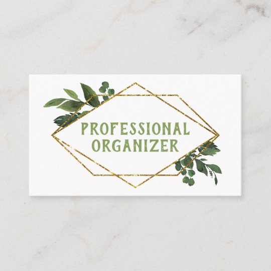 Modern Geometric Greenery Professional Organizer Business Card Zazzle
