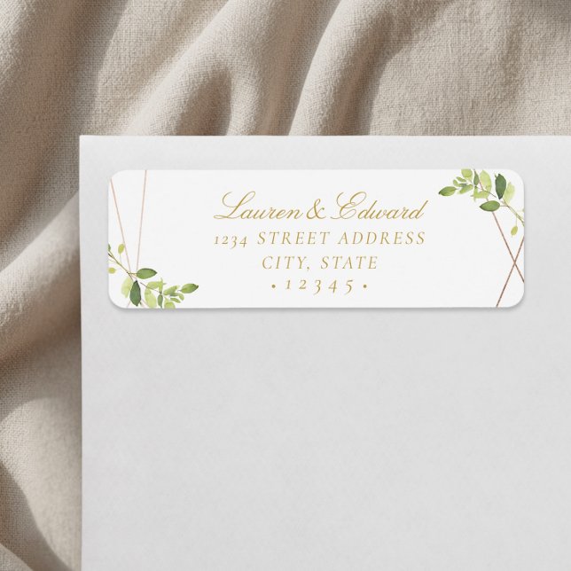 Modern Geometric Greenery Wedding Return Address (Creator Uploaded)