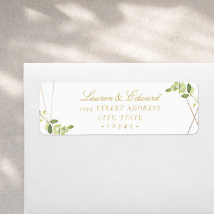 Modern Geometric Greenery Wedding Return Address