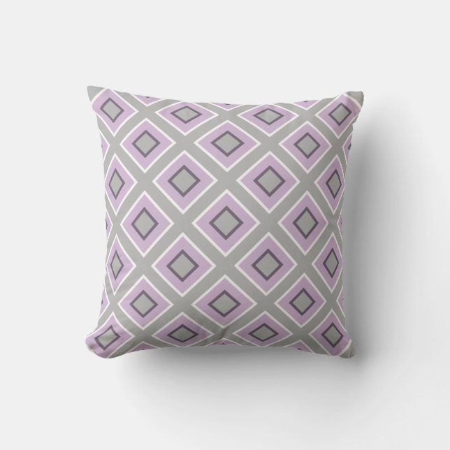 Modern Geometric Grey Lavender Purple Pattern Cushion (Front)