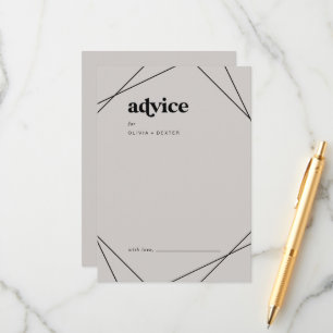 Modern Geometric   Grey Wedding Advice Card
