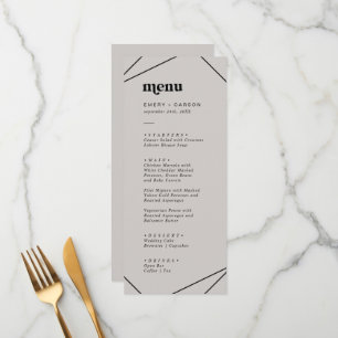 Modern Geometric   Grey Wedding Dinner Menu