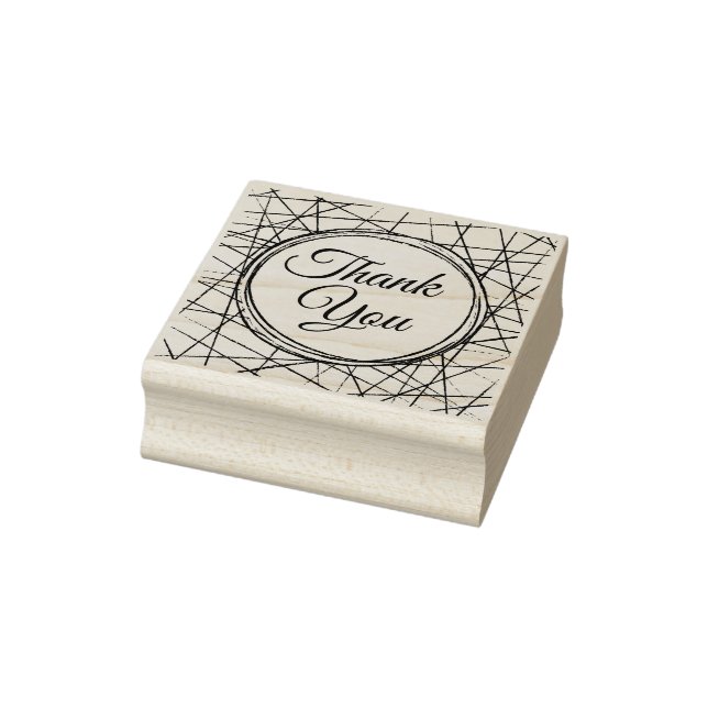 Modern geometric hand drawn frame art thank you rubber stamp (Stamp)