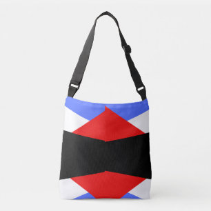 Modern Geometric Harlequin Pattern Red Blue Black Crossbody Bag