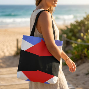 Modern Geometric Harlequin Pattern Red Blue Black Tote Bag