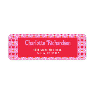 Modern Geometric Heart Pattern Pink Return Address