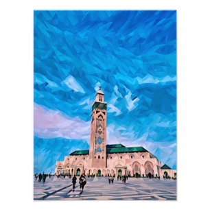 Modern Geometric Illustration of Hassan II Mosque Photo Print