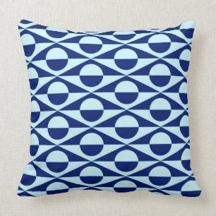 Modern geometric, indigo and light blue cushion