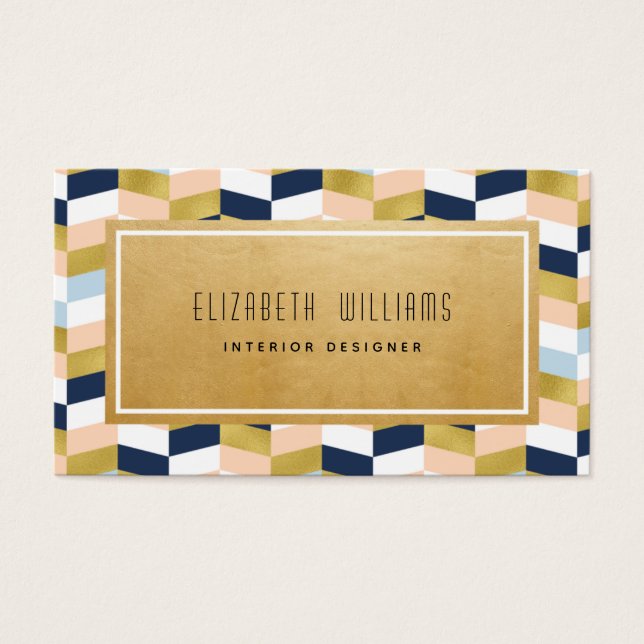 Modern Geometric Interior Designer Business Cards (Front)