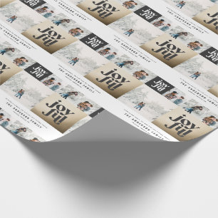 Modern geometric joyful typography gold christmas wrapping paper
