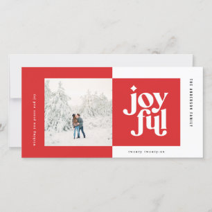 Modern geometric joyful typography photo holiday card