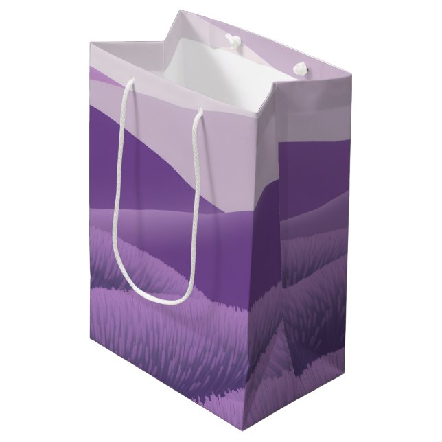 Modern Geometric Lavender Fields Abstract  Medium Gift Bag (Front Angled)