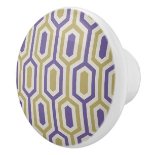 Modern Geometric Lavender & Gold Ceramic Cabinet K Knob