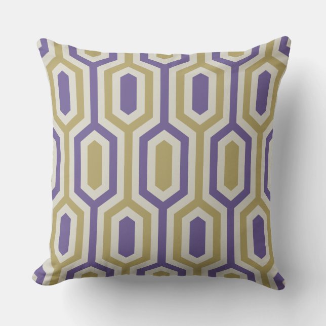 Modern Geometric Lavender & Gold Throw Pillow (Front)