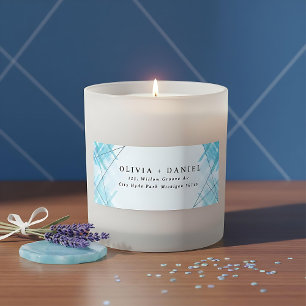  Modern Geometric lines blue return address label