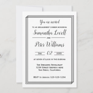 Modern Geometric Lines - Engagement Dinner Invite