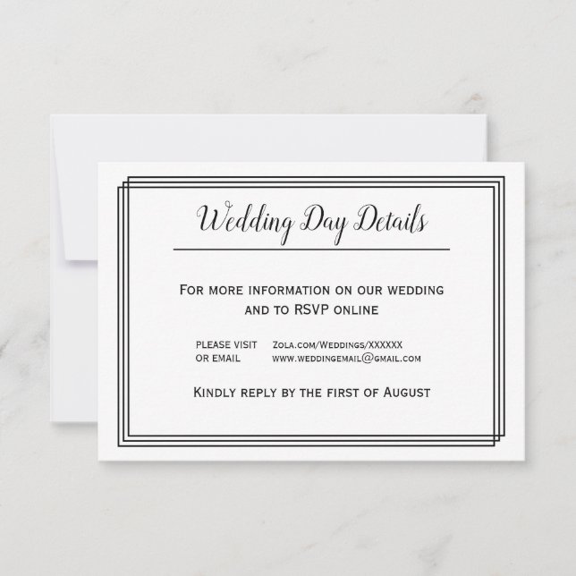 Modern Geometric Lines - Wedding Day Details Invitation (Front)