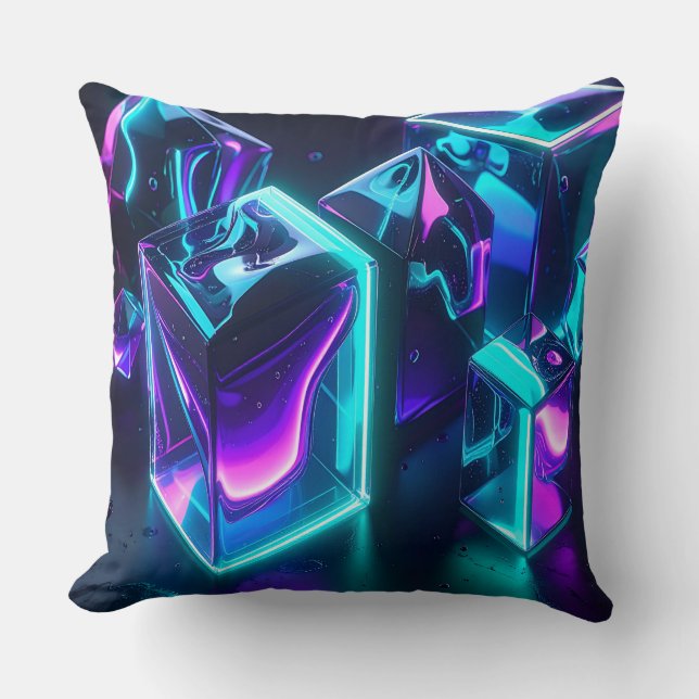 Modern Geometric Liquid Glow Pillow (Front)