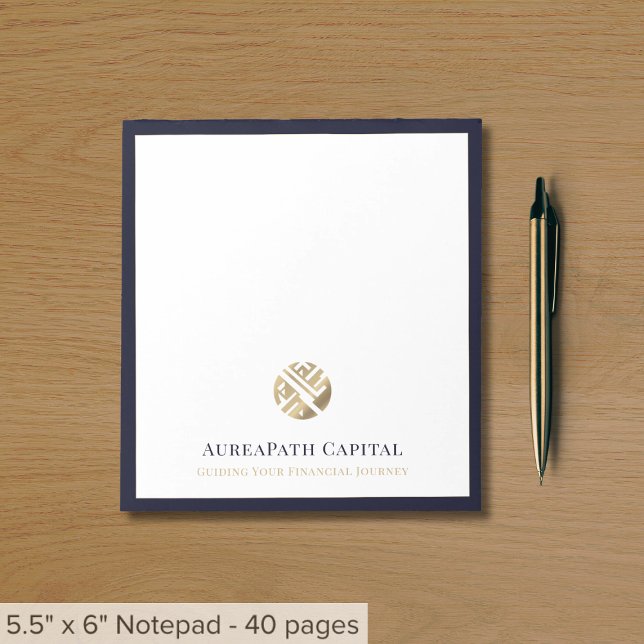 Modern Geometric Logo Navy Blue Border Notepad (Creator Uploaded)