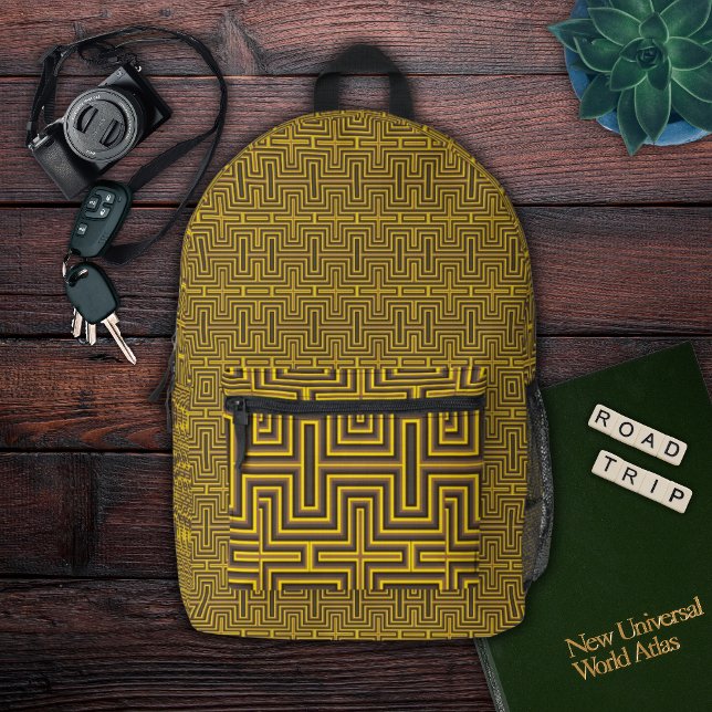 Modern Geometric Maze Circuit Pattern Printed Backpack (Creator Uploaded)