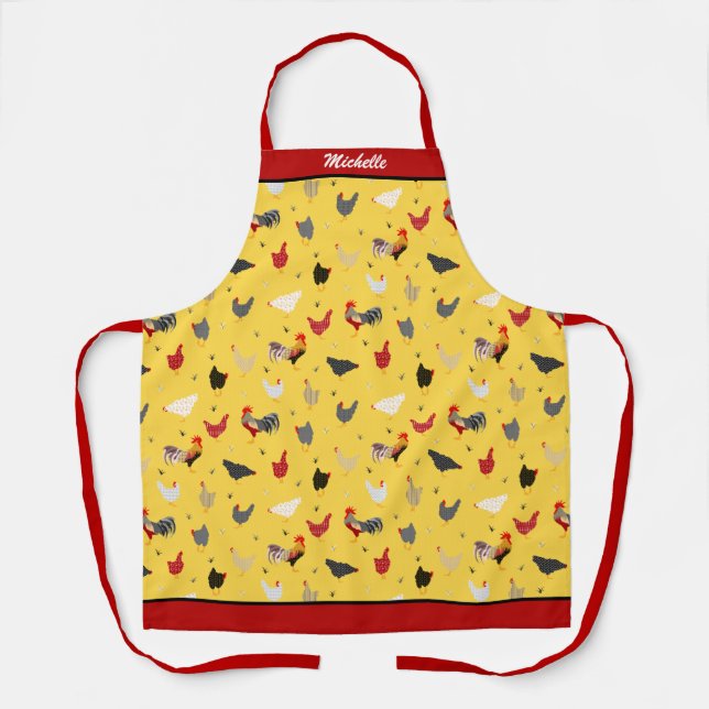Modern Geometric Memphis style Chicken Farm Apron (Front)