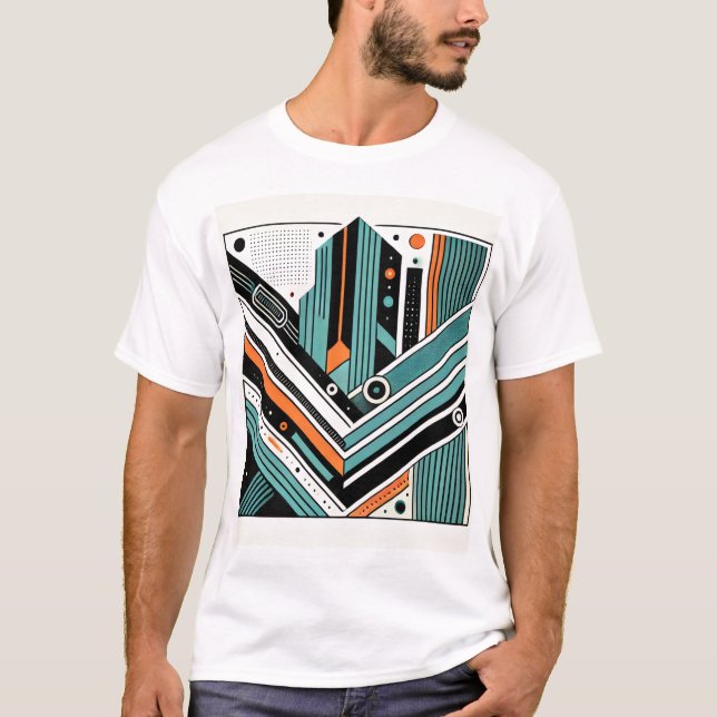Modern Geometric Men’s T-Shirt – Bold Abstract  (Front)