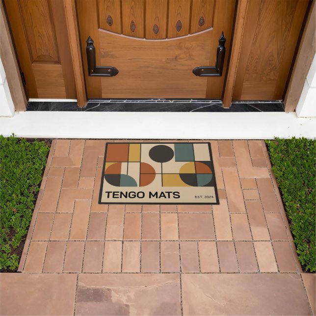 Modern geometric mid-century customisable design doormat (Outdoor)