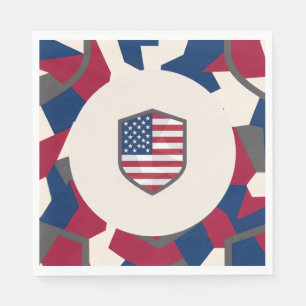 Modern Geometric Military Patriotic Proud Party Napkin