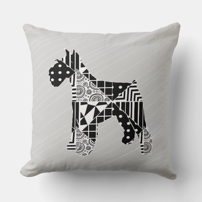 Modern Geometric Miniature Schnauzer Cushion (Front)