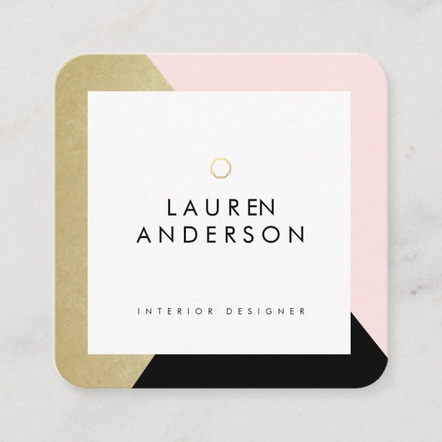 Modern Geometric Minimalist Designer Business Card (Front)