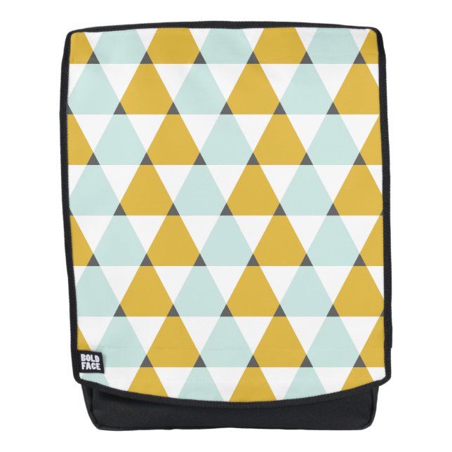 Modern Geometric Mint Yellow Triangles Pattern Backpack (Front)