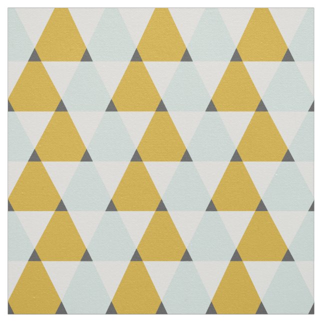 Modern Geometric Mint Yellow Triangles Pattern Fabric (Swatch)