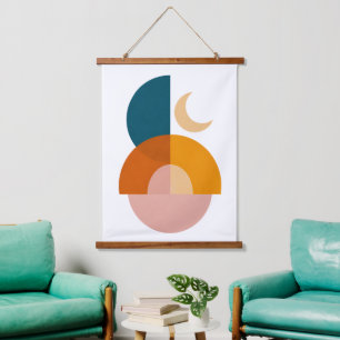 Modern Geometric Moon Abstract Art Hanging Tapestry