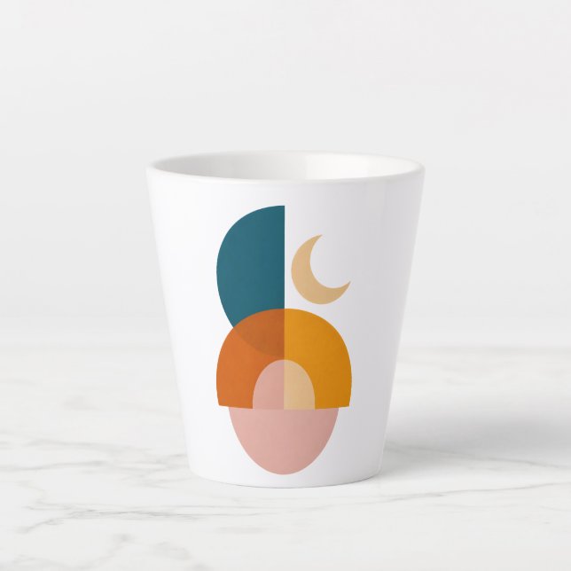 Modern Geometric Moon Abstract Art Latte Mug (Front)