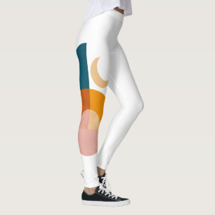 Modern Geometric Moon Abstract Art Leggings