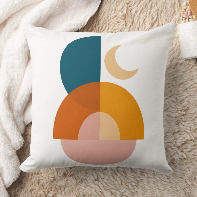 Modern Geometric Moon Abstract Art Print Cushion (Blanket)