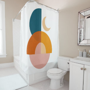 Modern Geometric Moon Abstract Art Shower Curtain