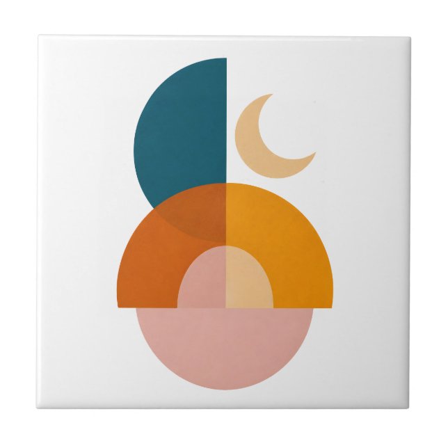 Modern Geometric Moon Abstract Art Tile (Front)