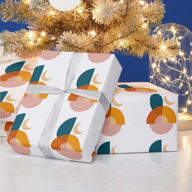 Modern Geometric Moon Abstract Art Wrapping Paper (Holidays)