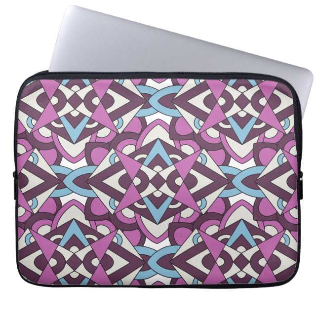 Modern Geometric Mosaic – Abstract Color Pattern Laptop Sleeve (Front)