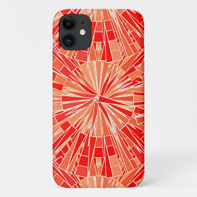 Modern Geometric Mosaic, Coral Orange Case-Mate iPhone Case (Back)