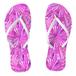 Modern Geometric Mosaic, Violet and Orchid Flip Flops