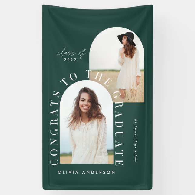 Modern geometric multi photo arch graduation banne banner (Vertical)