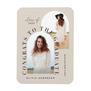 Modern geometric multi photo arch graduation magnet